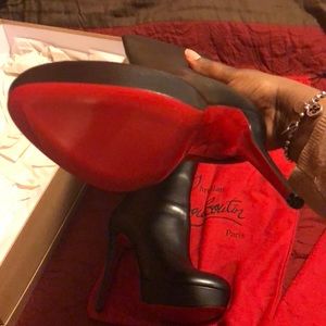 Christian Louboutin Black and Red Heeled Boots